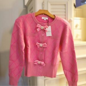 Pink Bow-Accent Women's Sweater